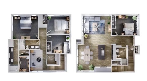 Floor plan for 4 beds, 3 baths, 1845 sqft